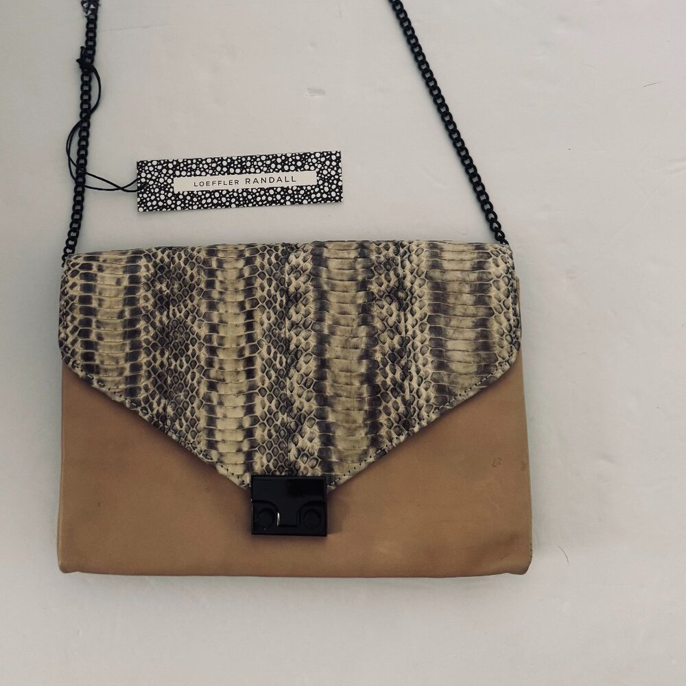 Loeffler Leather Randall Python Lock Clutch Cross… - image 2